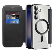 For Samsung Galaxy S24+ 5G Shield Magsafe RFID Anti-theft Rhombus Leather Phone Case(Black)