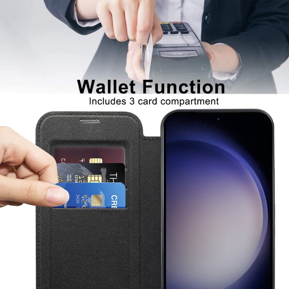 For Samsung Galaxy S24+ 5G Shield Magsafe RFID Anti-theft Rhombus Leather Phone Case(Black)