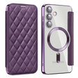 For Samsung Galaxy S24+ 5G Shield MagSafe RFID Anti-theft Rhombus Leather Phone Case(Purple) - free shipping - PMC TechLife - Order now!