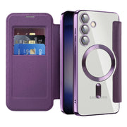 For Samsung Galaxy S24+ 5G Shield MagSafe RFID Anti-theft Rhombus Leather Phone Case(Purple)