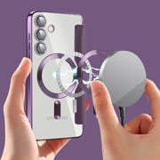 For Samsung Galaxy S24+ 5G Shield MagSafe RFID Anti-theft Rhombus Leather Phone Case(Purple)