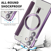 For Samsung Galaxy S24+ 5G Shield MagSafe RFID Anti-theft Rhombus Leather Phone Case(Purple)