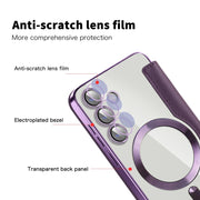 For Samsung Galaxy S24+ 5G Shield MagSafe RFID Anti-theft Rhombus Leather Phone Case(Purple)