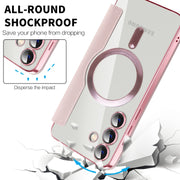 For Samsung Galaxy S24+ 5G Shield MagSafe RFID Anti-theft Rhombus Leather Phone Case(Pink)