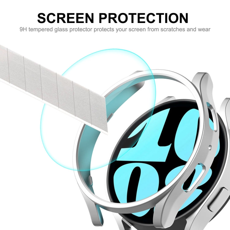 For Samsung Galaxy Watch6 40mm ENKAY Hat-Prince Electroplated Hard PC Case + 0.2mm 9H Glass Screen Protector(Black)