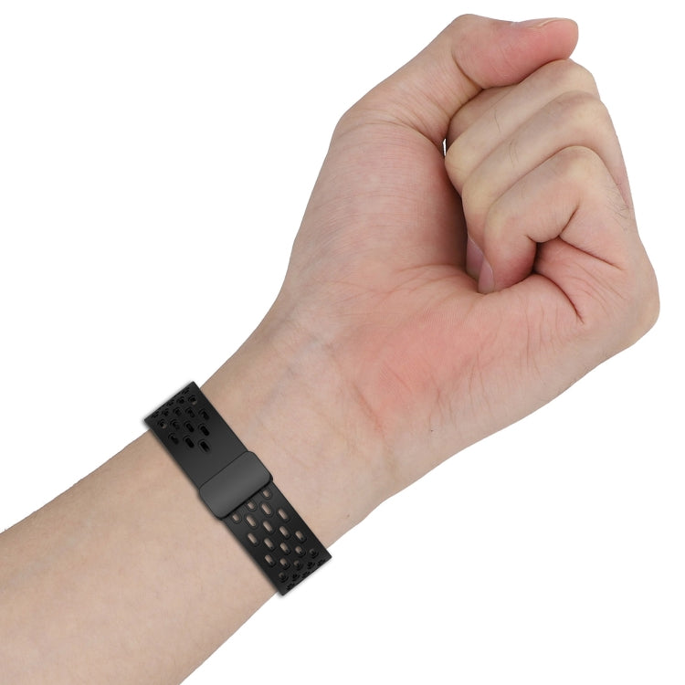 Compatible with Garmin Vivoactive3 Music 20mm Folding Magnetic Clasp Silicone Watch Band(Space Ash)
