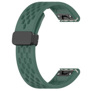 Compatible with Garmin Descent Mk3i 43mm 20mm Folding Buckle Hole Silicone Watch Band(Dark Green)