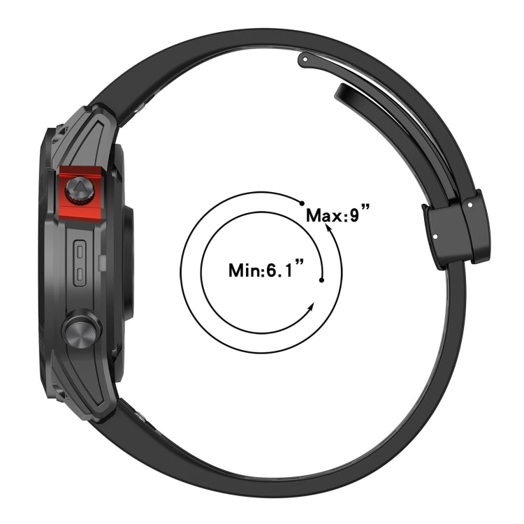 Compatible with Garmin Quatix 7 Pro 22mm Folding Buckle Hole Silicone Watch Band(Dark Gray)
