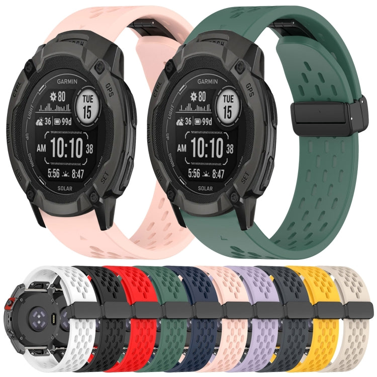 Compatible with Garmin Tactix 7 AMOLED 26mm Folding Buckle Hole Silicone Watch Band(Pink)