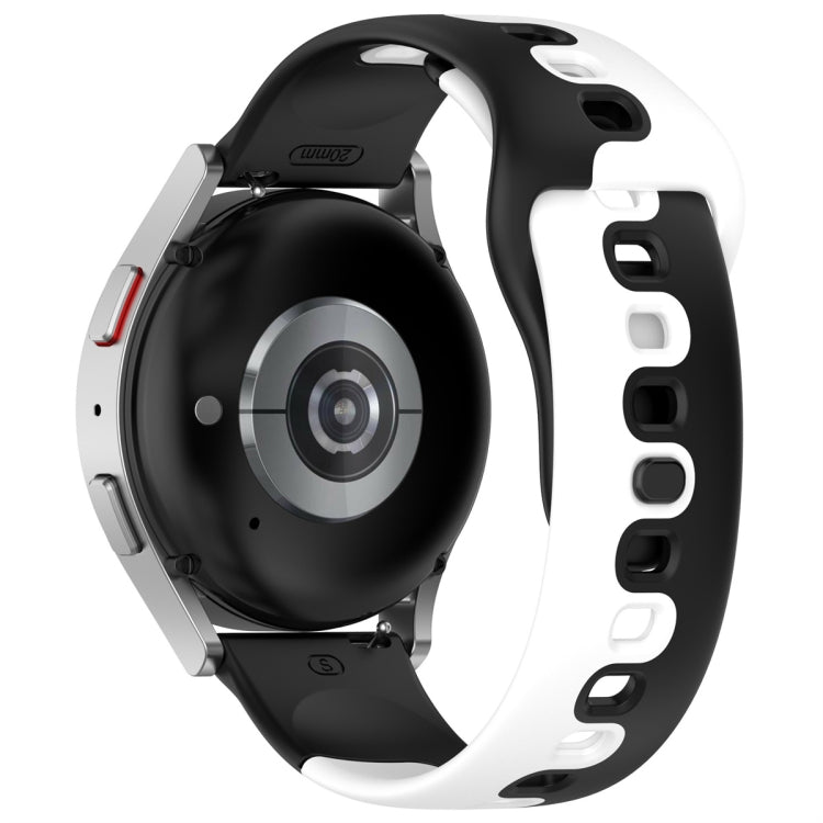 For Samsung Galaxy Watch Active 20mm Double Color Silicone Watch Band(Black+White)