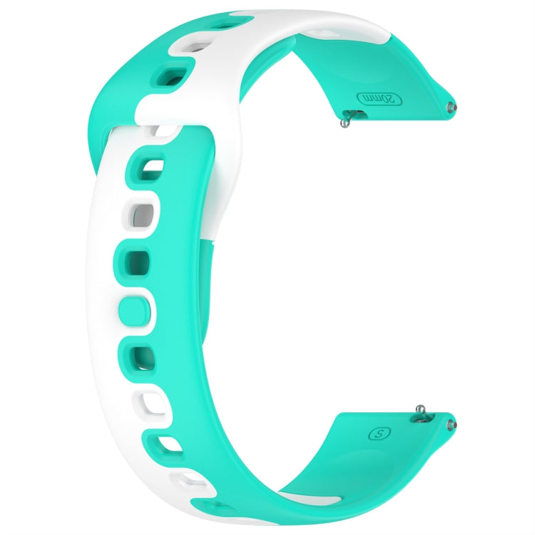 For Samsung Galaxy Watch Active 20mm Double Color Silicone Watch Band(Cyan+White)