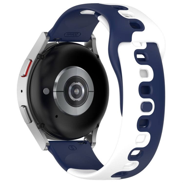 For Samsung Galaxy Watch Active 20mm Double Color Silicone Watch Band(Blue+White)