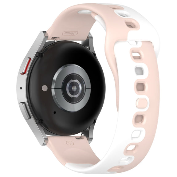 For Samsung Galaxy Watch3 41mm 20mm Double Color Silicone Watch Band(Pink+White)