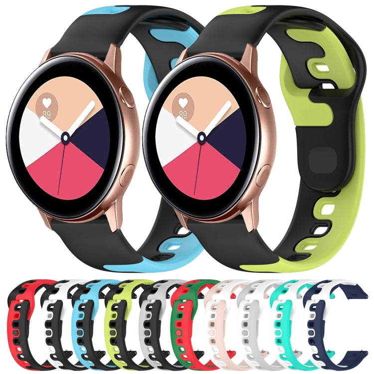 For Samsung Galaxy Watch Active 20mm Double Color Silicone Watch Band(Black+Gray)