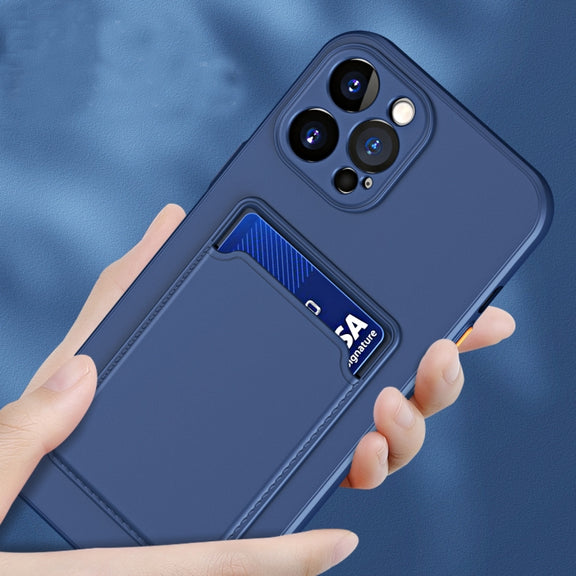 For iPhone 15 Skin Feel Card Contrast Color Button TPU Phone Case(Black)
