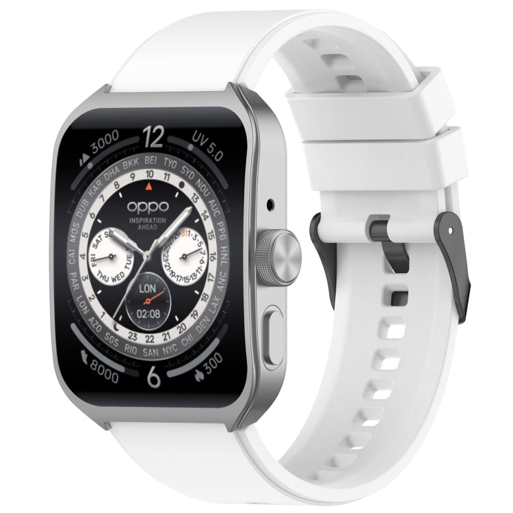 For OPPO Watch 4 Pro 22mm Solid Color Silicone Watch Band(White)
