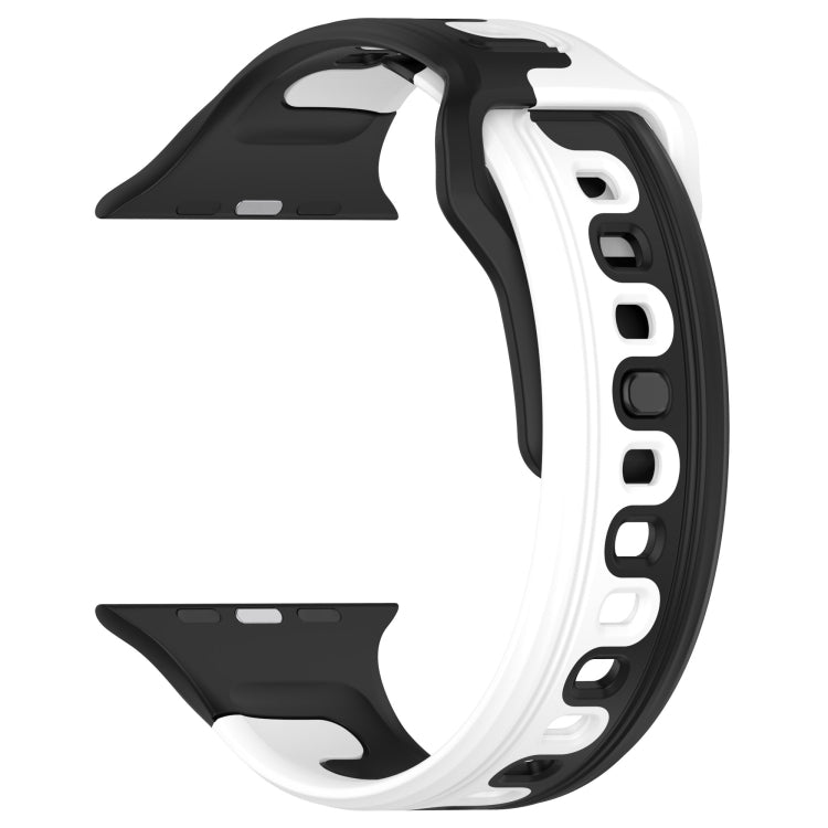 For Apple Watch 8 45mm Double Color Silicone Watch Band(Black+White)