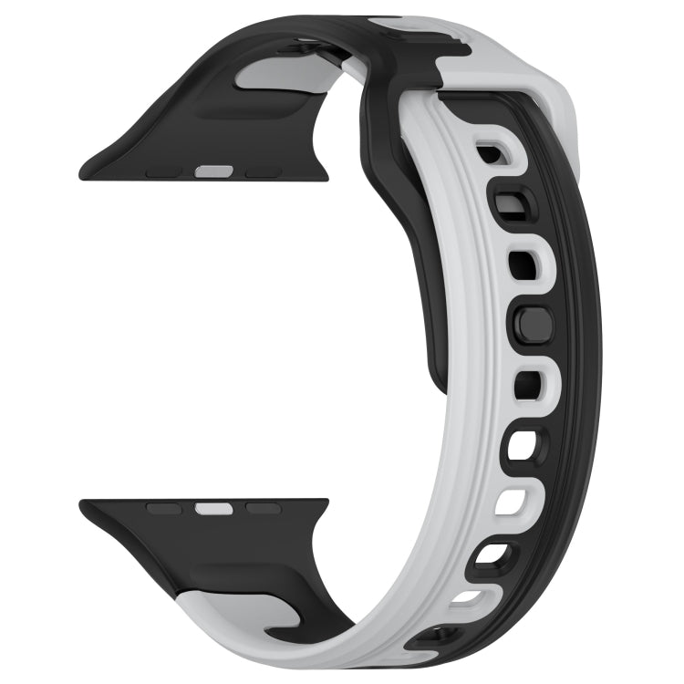 For Apple Watch 8 41mm Double Color Silicone Watch Band(Black+Grey)