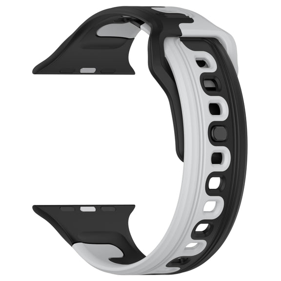 For Apple Watch 7 41mm Double Color Silicone Watch Band(Black+Grey)