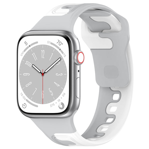 For Apple Watch SE 2022 40mm Double Color Silicone Watch Band(Grey+White)