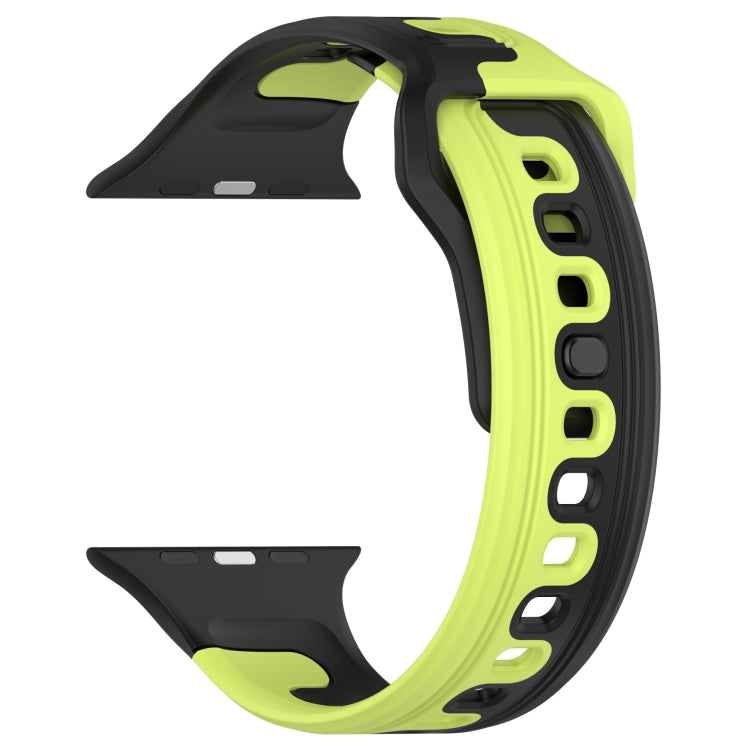For Apple Watch SE 40mm Double Color Silicone Watch Band(Black+Green)