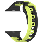 For Apple Watch SE 40mm Double Color Silicone Watch Band(Black+Green)