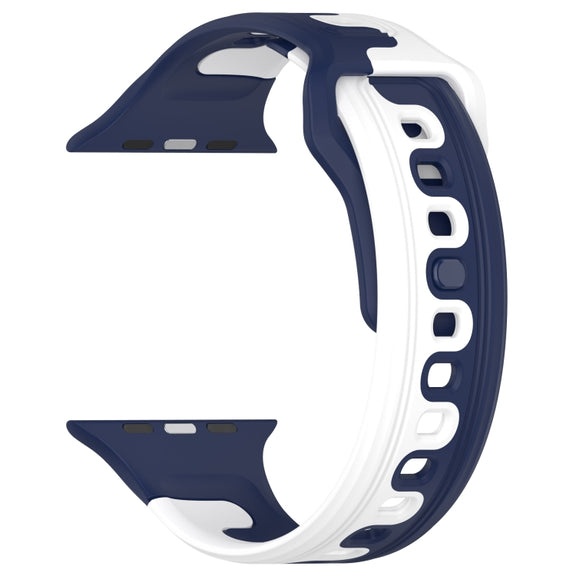 For Apple Watch SE 40mm Double Color Silicone Watch Band(Blue+White)