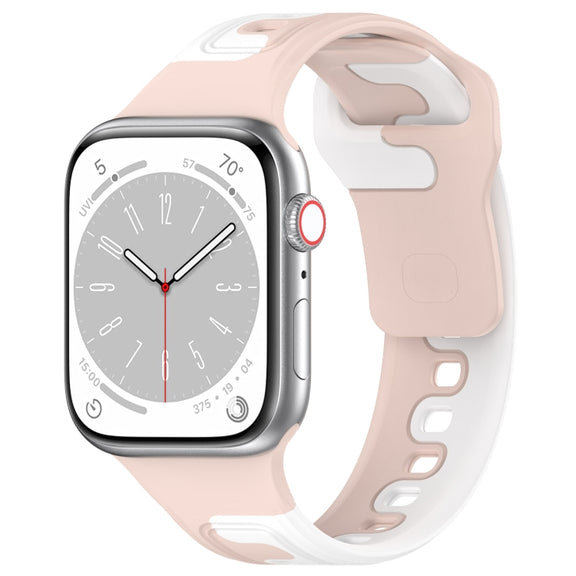 For Apple Watch 6 44mm Double Color Silicone Watch Band(Pink+White)