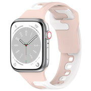 For Apple Watch 5 44mm Double Color Silicone Watch Band(Pink+White)