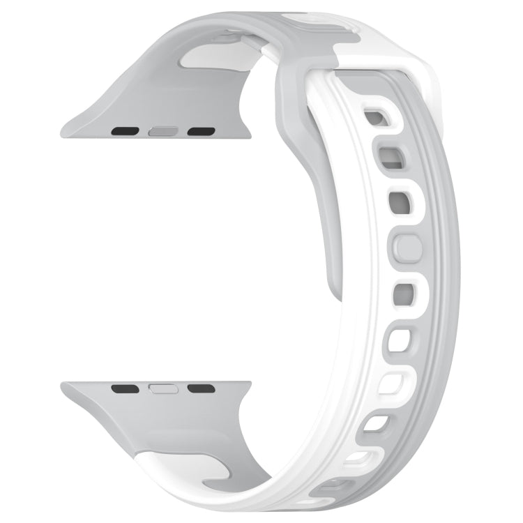 For Apple Watch 5 40mm Double Color Silicone Watch Band(Grey+White)