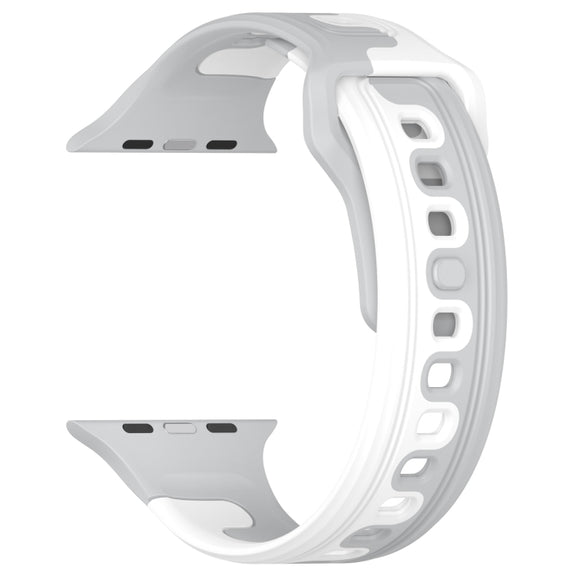 For Apple Watch 5 40mm Double Color Silicone Watch Band(Grey+White)
