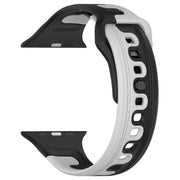 For Apple Watch 2 42mm Double Color Silicone Watch Band(Black+Grey)