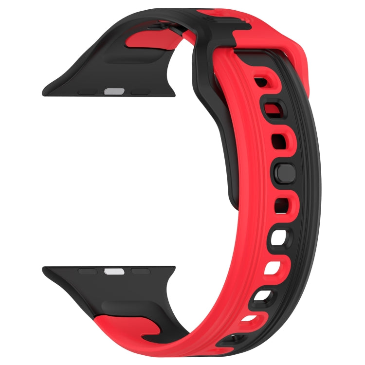 For Apple Watch 42mm Double Color Silicone Watch Band(Black+Red)