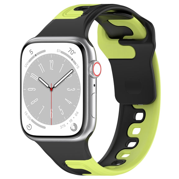 For Apple Watch 42mm Double Color Silicone Watch Band(Black+Green)