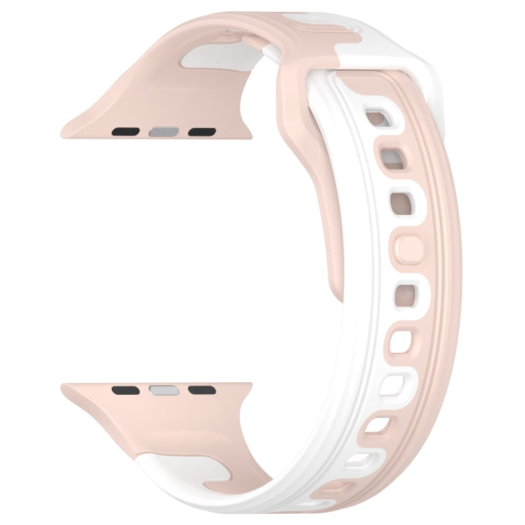 For Apple Watch 38mm Double Color Silicone Watch Band(Pink+White)