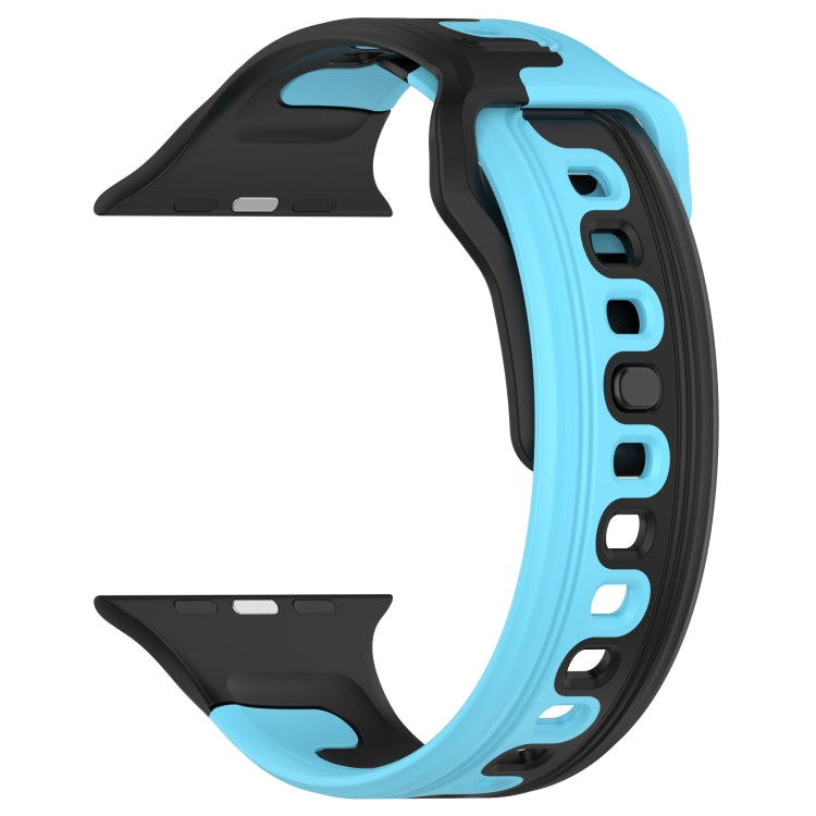 For Apple Watch 38mm Double Color Silicone Watch Band(Black+Blue)