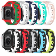 For Apple Watch 38mm Double Color Silicone Watch Band(Black+Blue)