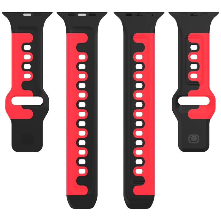 For Apple Watch 38mm Double Color Silicone Watch Band(Black+Blue)