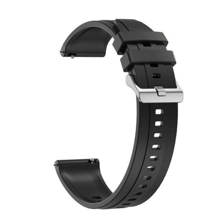For Huawei Watch GT4 46mm Tire Pattern Silver Buckle Silicone Watch Band(Black)