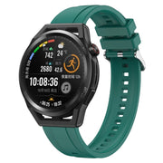 For Huawei Watch3 Pro New / GT Runner Tire Pattern Silver Buckle Silicone Watch Band(Dark Green)