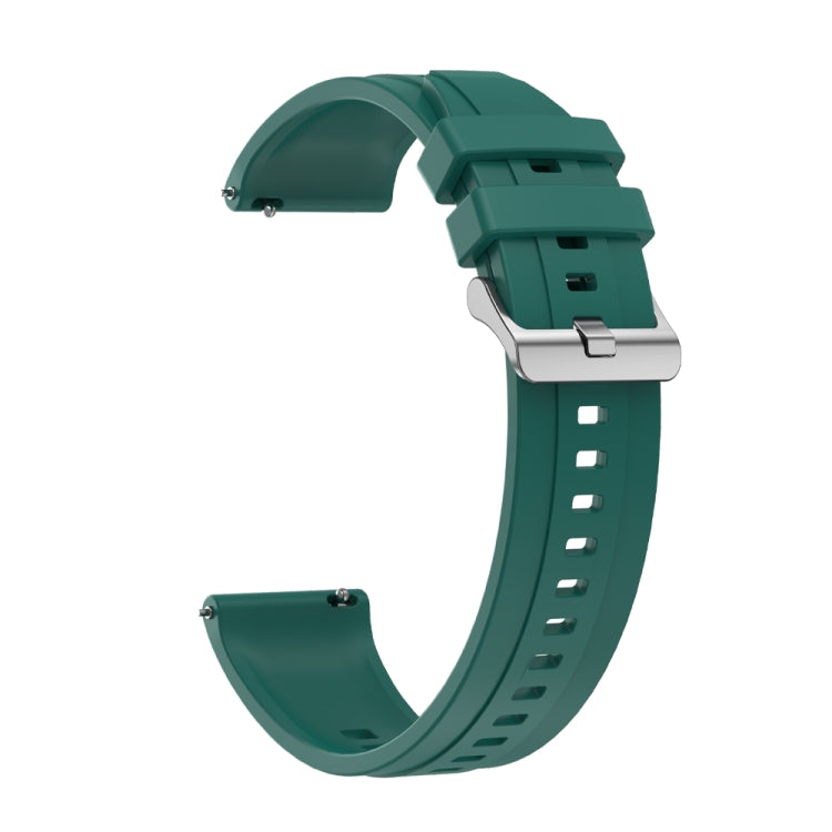For Huawei Watch3 Pro New / GT Runner Tire Pattern Silver Buckle Silicone Watch Band(Dark Green)