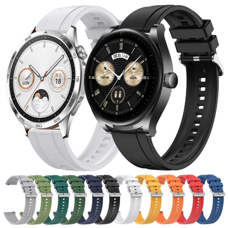For Huawei Watch GT4 41mm Tire Pattern Silver Buckle Silicone Watch Band(Blue)