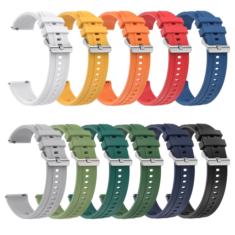 For Huawei Watch 3 / 3 Pro Tire Pattern Silver Buckle Silicone Watch Band(Dark Green)