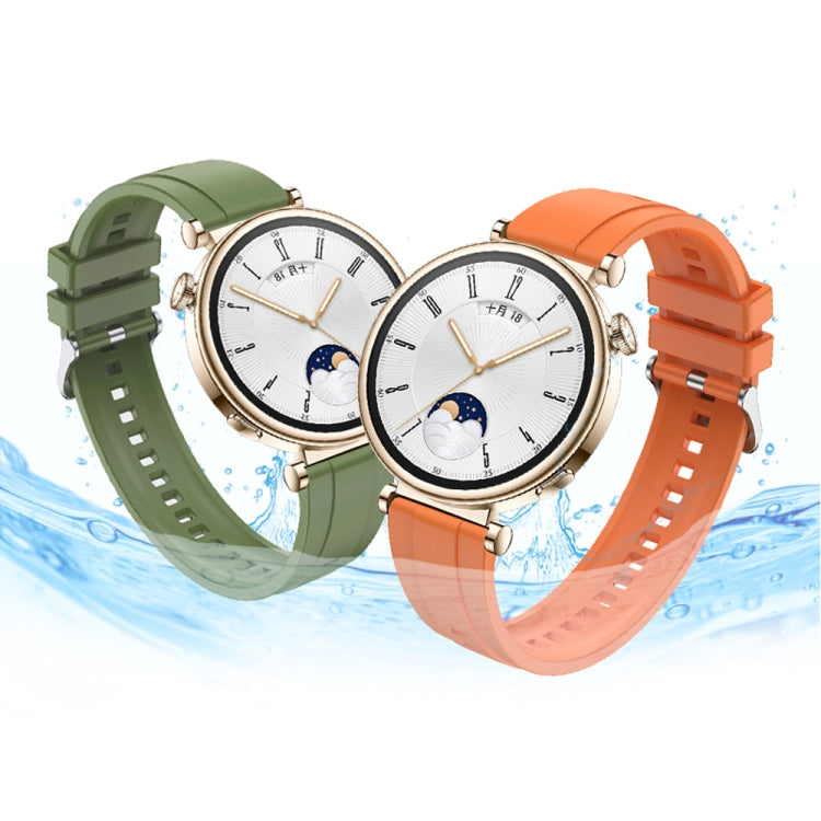 For Huawei Watch GT4 41mm Tire Pattern Silver Buckle Silicone Watch Band(Yellow)
