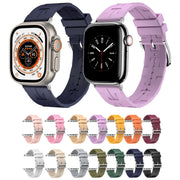 For Apple Watch Series 9 41mm H Texture Soft Silicone Buckle Watch Band(Dark Green)
