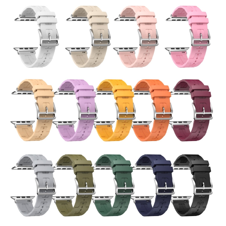 For Apple Watch Series 8 41mm H Texture Soft Silicone Buckle Watch Band(Army Green)