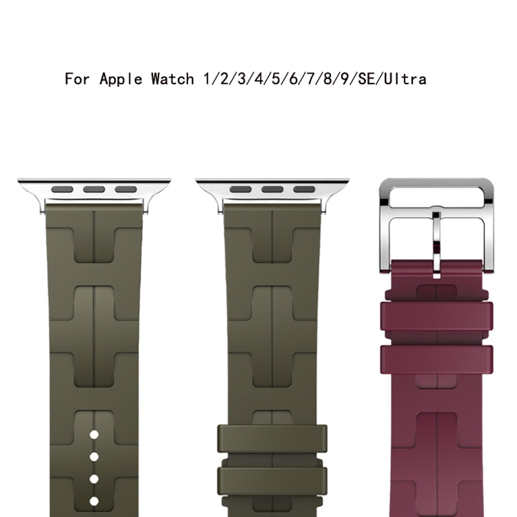For Apple Watch Ultra 49mm H Texture Soft Silicone Buckle Watch Band(White)