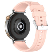 For Huawei Watch GT4 46mm Official Steps Style Silver Buckle Silicone Watch Band(Pink)