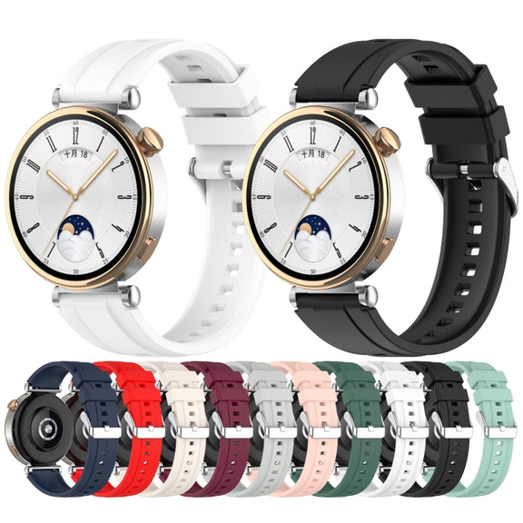For Huawei Watch GT4 46mm Official Steps Style Silver Buckle Silicone Watch Band(Wine Red)