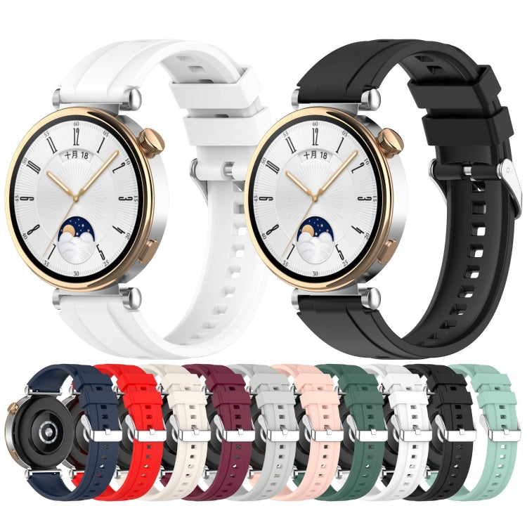 For Huawei Watch GT4 46mm Official Steps Style Silver Buckle Silicone Watch Band(Wine Red)